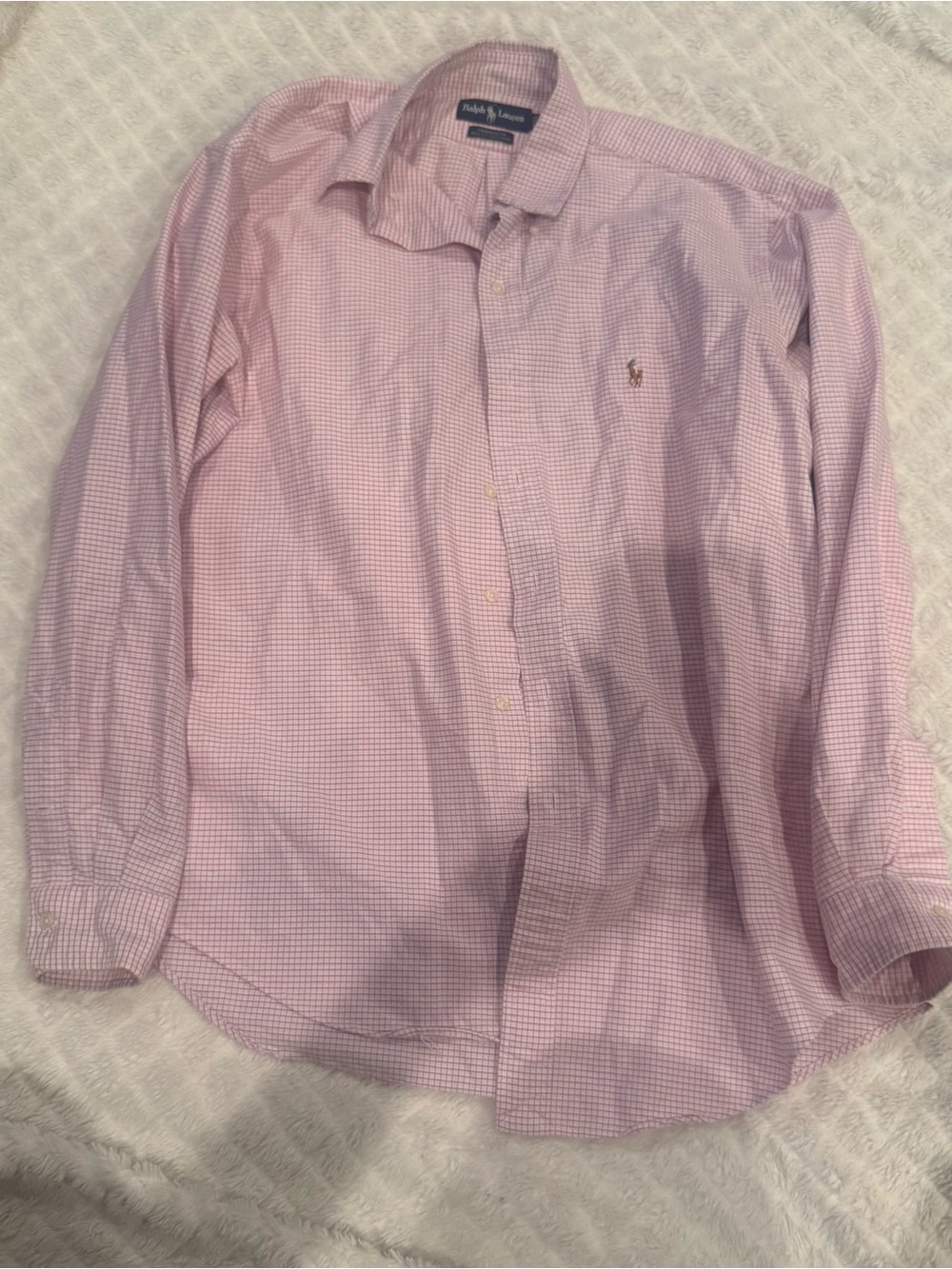 Ralph Lauren Light Pink Micro-Check Button-Down Dress Shirt